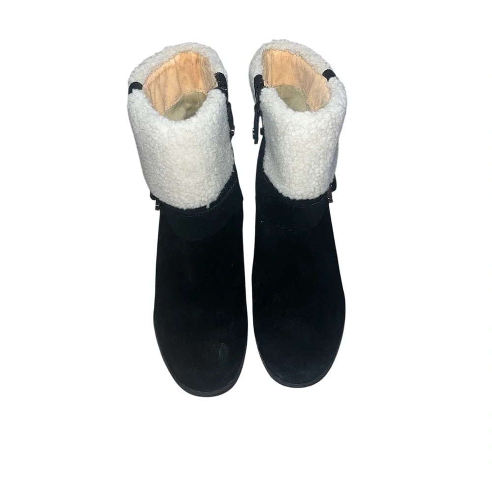 Isaac Mizrahi Black and Cream Winter Boots